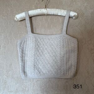 House Of Harlow 1960 Cable Knit Wide Strap‎ Top Beige Sz M